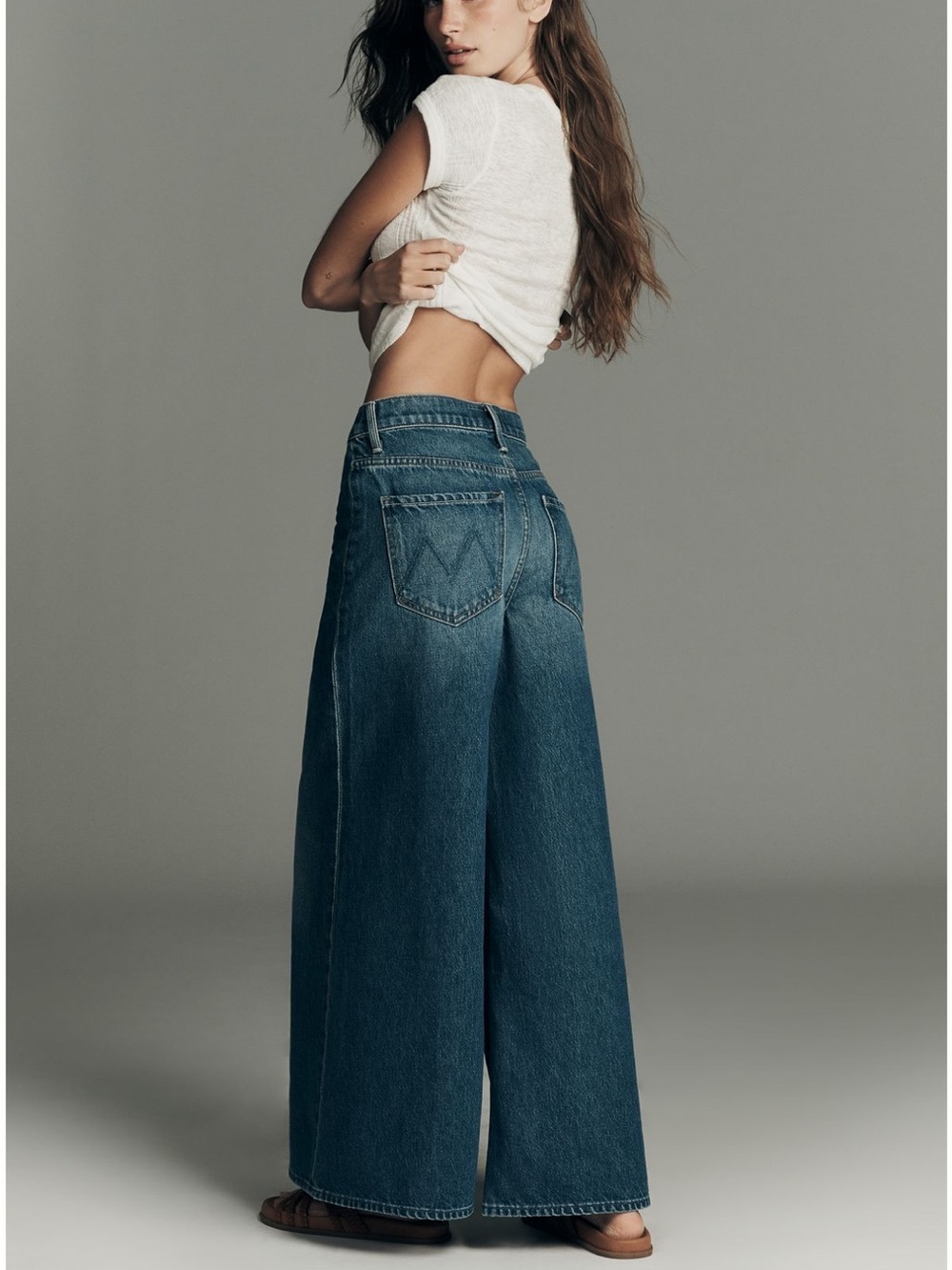MOTHER LUNCH LINE FLOOD HIGH RISE WIDE LEG JEANS ON TAP - Picture 4 of 4